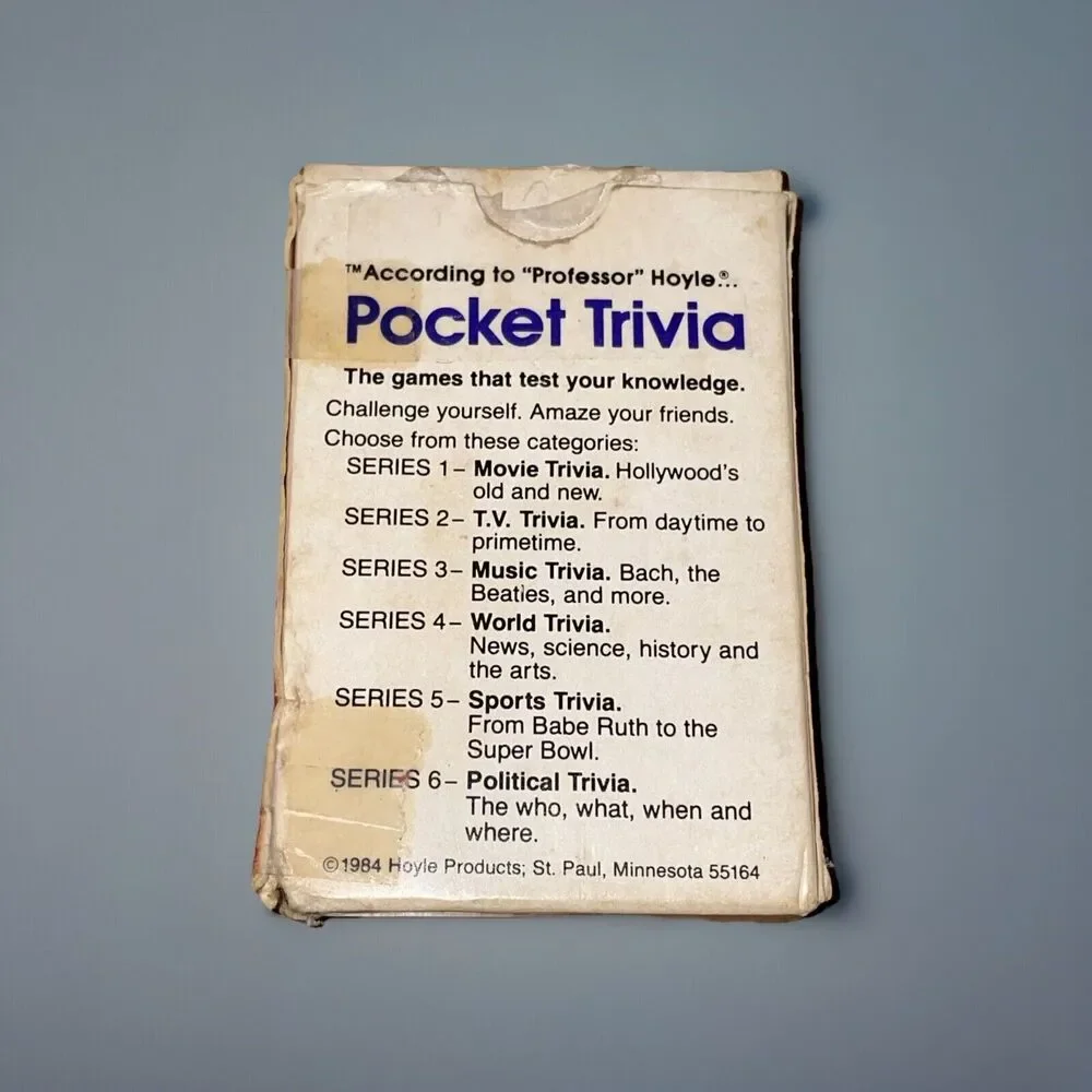 Vintage 1984 Series 1 Pocket Movie Trivia Game According To Professor Hoyle